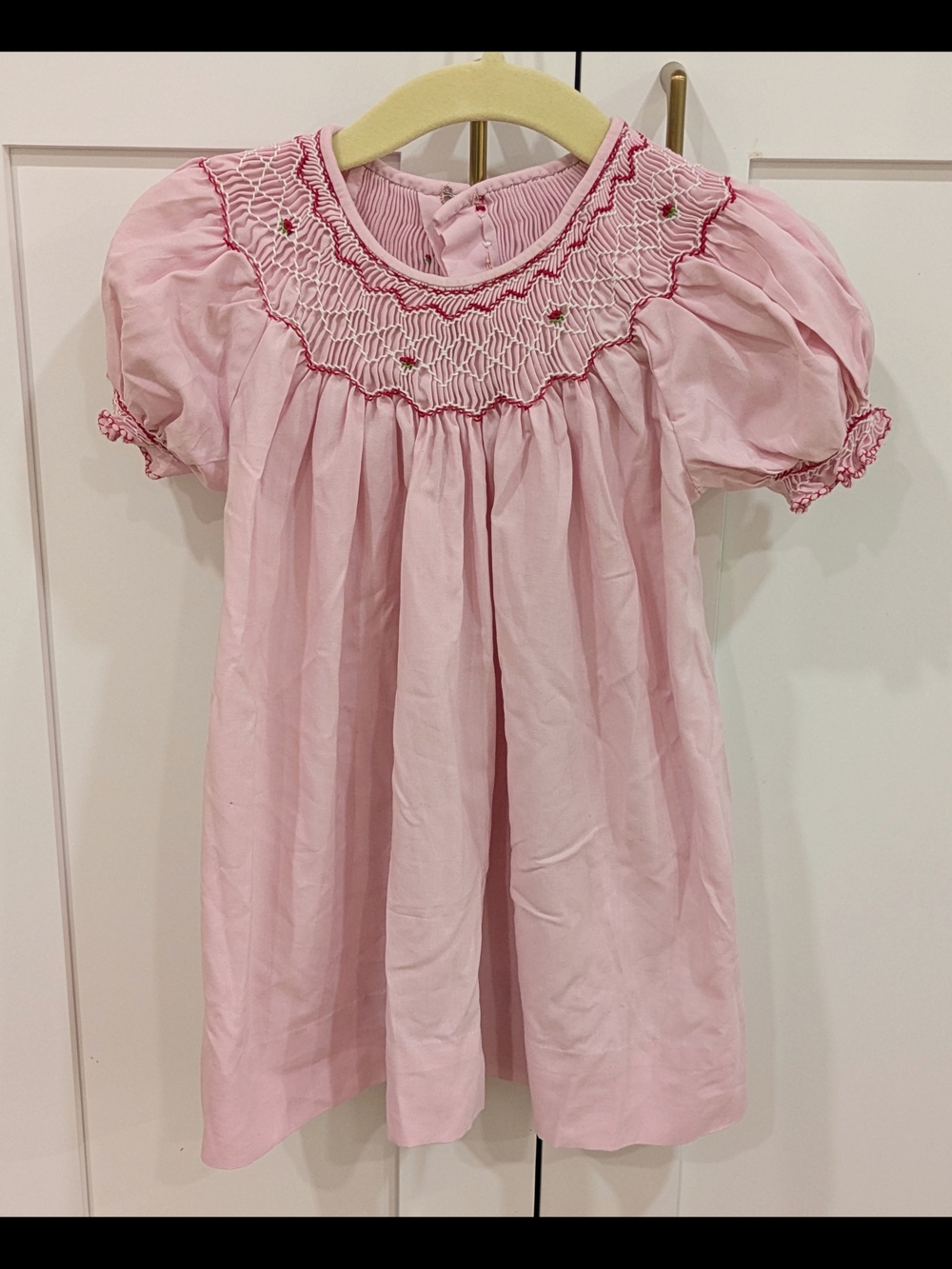 Pink Hand Smocked Short-Sleeve Dress